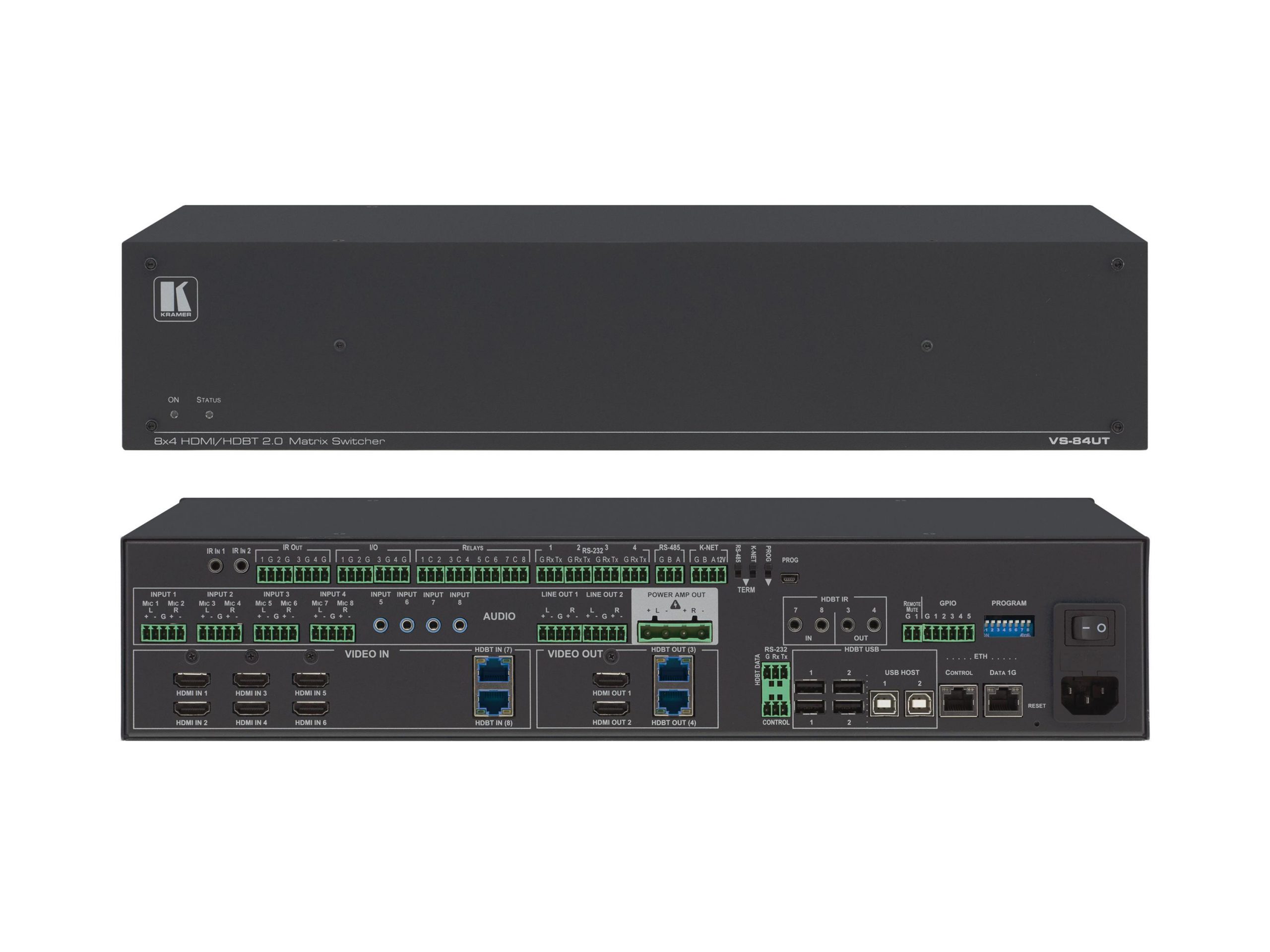Kramer VS-84UT HDBaseT 8×4 4K60 HDMI Matrix Switcher / Master Room Controller / PoE / USB Extension