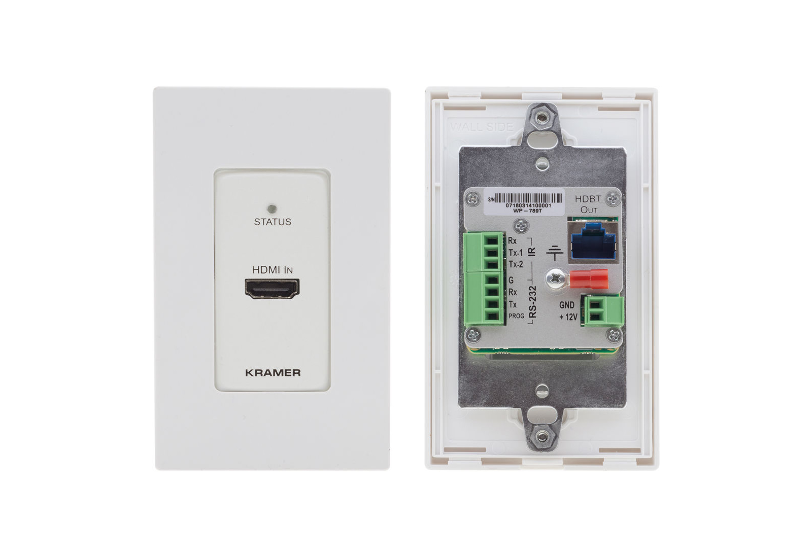 Kramer WP-789T/US-D(W/B) HDBaseT Wall Plate Transmitter / 4K60 / PoE / RS-232 / IR / 130ft / 1-Gang