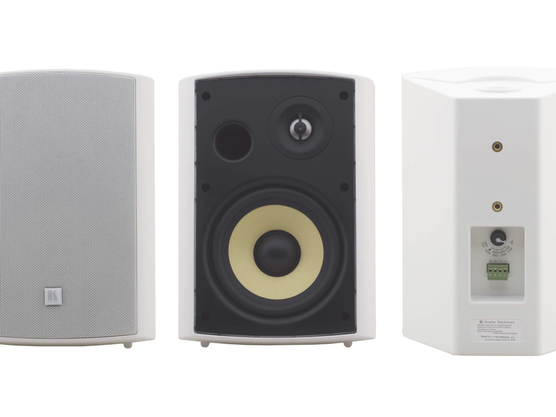 Kramer YARDEN-6-O(PAIR)/WHITE 6.5in On-Wall 2-Way Speaker Pair / Kevlar Woofer / Titanium Tweeter / 70V 100V