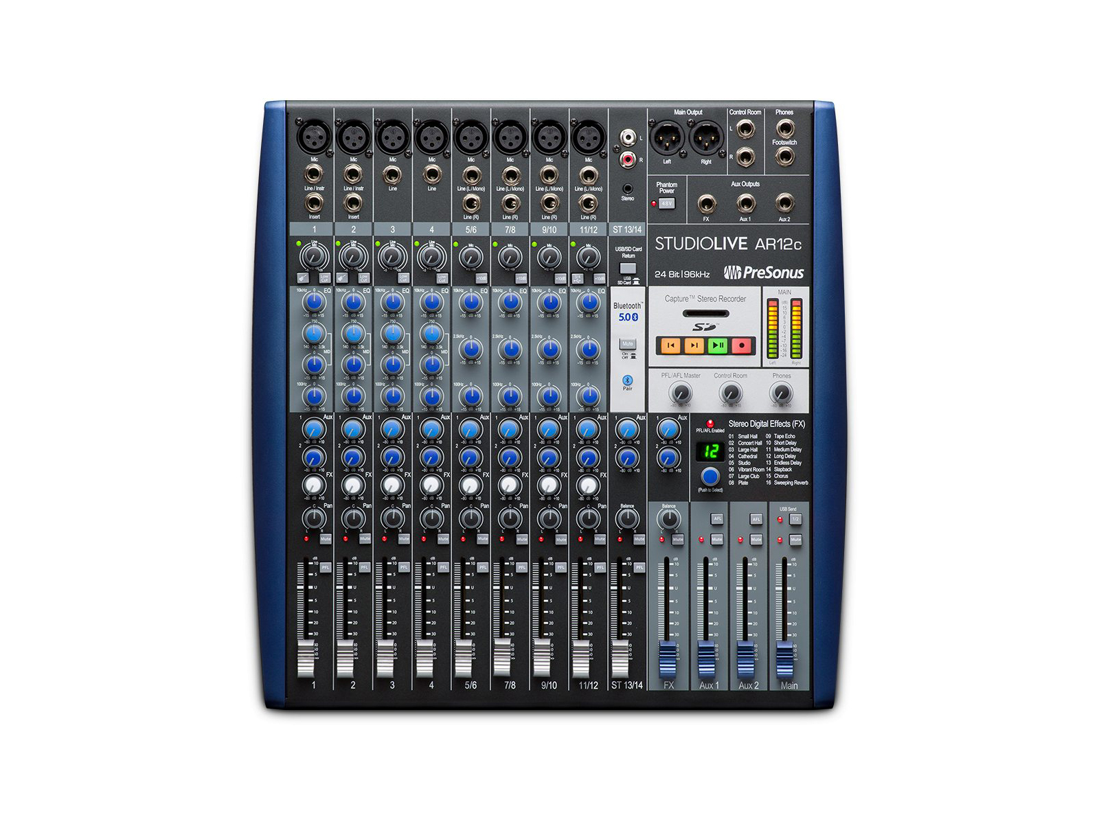PreSonus StudioLive AR12c 12-channel USB-C Compatible Audio Interface/Analog Mixer/Stereo SD Recorder
