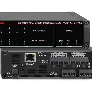 RDL RU-MLB4 4x4 Mic/Line Bi-Directional Dante Network Interface / Balanced I/O / P48 Phantom