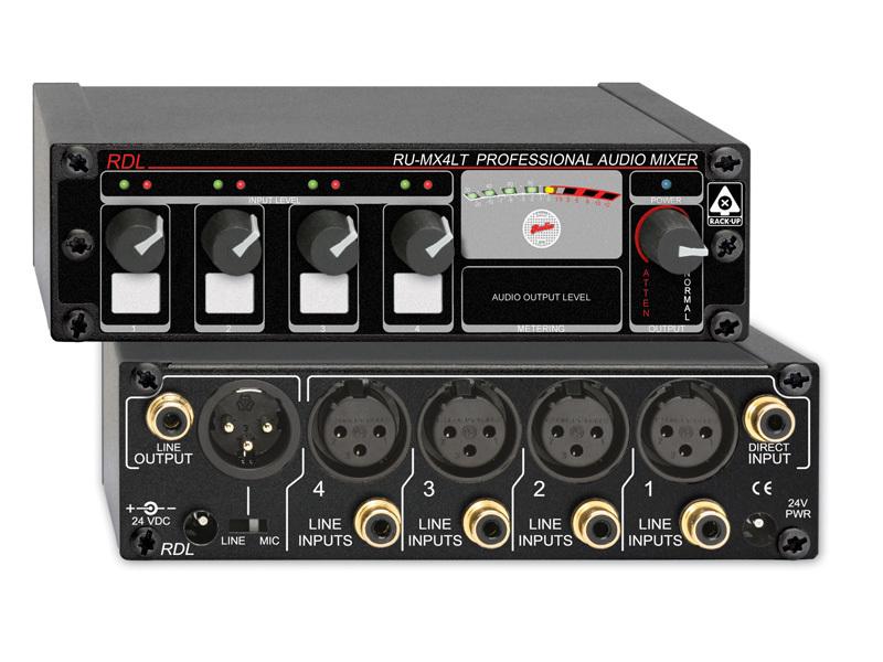 RDL RU-MX4LT Pro 4 Input Line Mixer - Mic and Line Out with Transformer