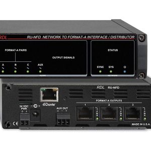 RDL RU-NFD Dante Network to RDL Format-A Converter / 3x Format-A Outputs / Aux Line Out / PoE