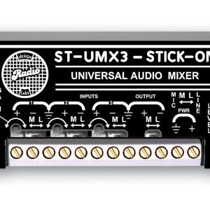 RDL ST-UMX3 3x1 Universal Audio Mixer Mic/Line Inputs Switchable Output Dual-LED VU Meter