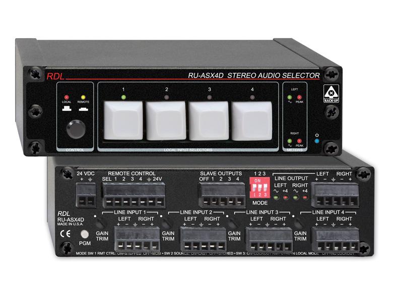 RDL RU-ASX4D 4×1 Stereo Balanced Audio Switcher/Terminal Block