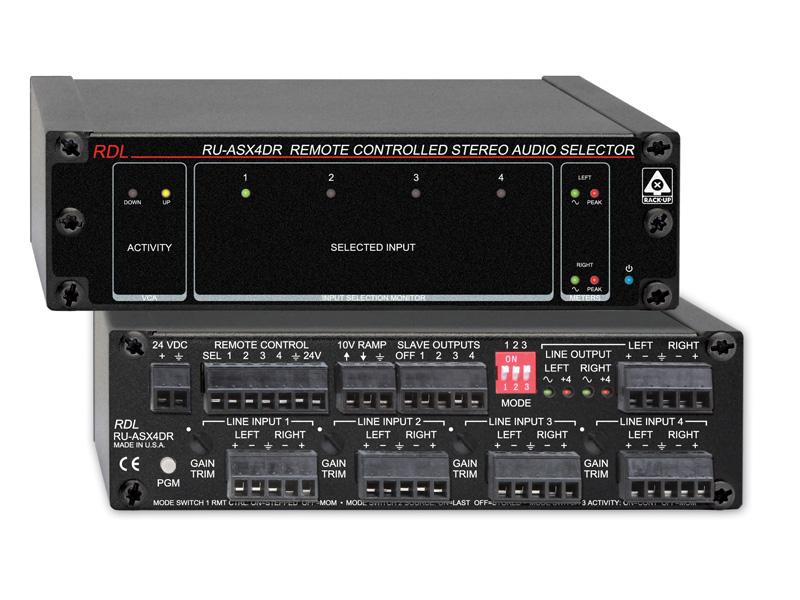 RDL RU-ASX4DR 4×1 Stereo Balanced Audio Switcher/Terminal Block