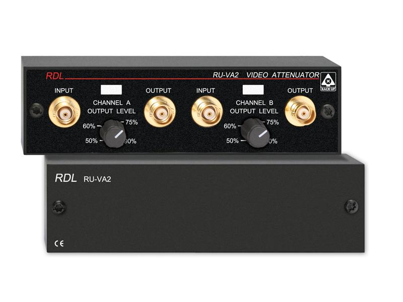 RDL RU-VA2 Dual BNC Adjustable Video Attenuator / 2-Channel Passive / Front Panel Level