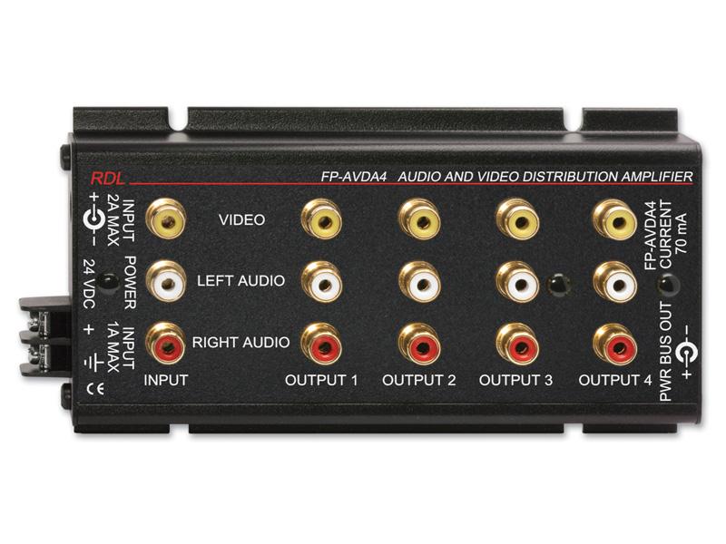 RDL FP-AVDA4 1×4 Stereo Audio/Video Distributor/Phono Jacks