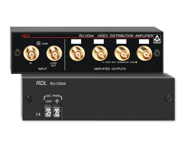 RDL RU-VDA4B 1×4 BNC NTSC-PAL Video Distribution Amplifier