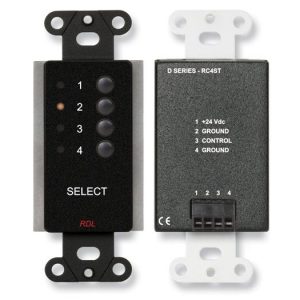 RDL DB-RC4ST 4-Channel Wall Remote / Pushbutton Select / LED Indicators / 3-Conductor Control