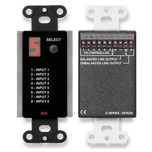 RDL DB-SFRC8L 8-Source In-Wall Audio Selector / Balanced +4 dBu / Unbalanced -10 dBV / Numeric LED