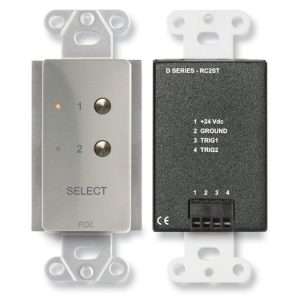RDL DS-RC2ST 2-Channel Remote Control / Stainless Steel Faceplate / Pushbutton Select / LED Indicators / 24 Vdc