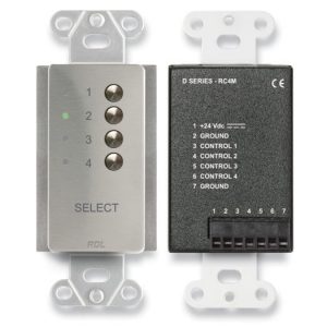 RDL DS-RC4M 4-Channel Remote Control / LED Selection Indicators / Dims When Idle / Up to 10 Locations