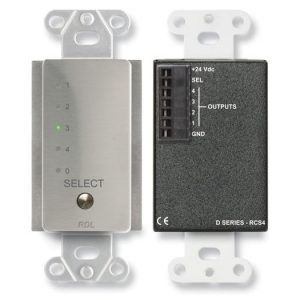 RDL DS-RCS4 4-Channel Remote Source Selector / LED Indicators / Detachable Terminal Block