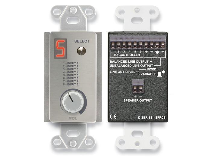 RDL DS-SFRC8 Room Control Station / 8-Source Selector / Volume Control / 3.5W Class D Amplifier
