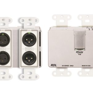 RDL DD-BN22 2x2 Wall-Mounted Bi-Directional Mic/Line Dante Interface/White