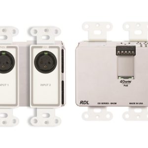 RDL DD-BN2M 2x2 Wall-Mounted Bi-Directional Mic/Line Dante Interface/White