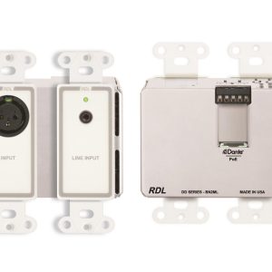 RDL DD-BN2ML Bi-Directional Mic/Line Dante Interface 2x2 with PoE/1 XLR In and 1 Mini-jack In/2 Out on Rear-Panel Terminal Block/White