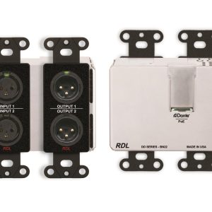 RDL DDB-BN22 2x2 Wall-Mounted Bi-Directional Mic/Line Dante Interface/Black