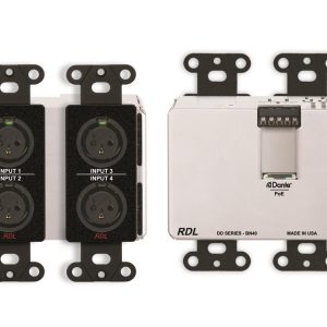 RDL DDB-BN40 4x2 Wall-Mounted Bi-Directional Mic/Line Dante Interface/Black