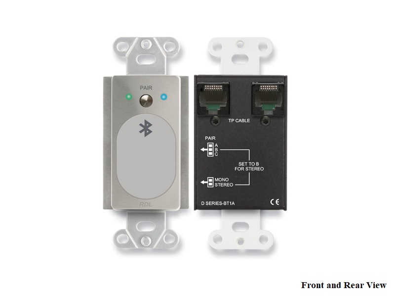 RDL DS-BT1A Wall-Mounted Bluetooth Audio Extender (Transmitter)/Format-A Interface/Stainless Steel