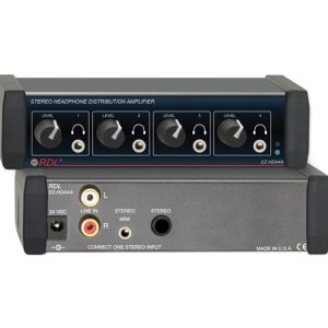RDL EZ-HDA4AX Stereo Headphone Distribution Amp 1x4 Front Outputs Mini / 1/4 / RCA Inputs Level Controls