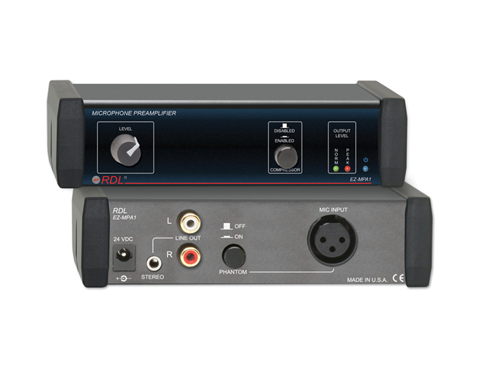 RDL EZ-MPA1X Microphone Preamplifier Stereo Output / Compressor / Switchable Phantom / Dual LED Meter