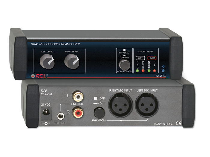 RDL EZ-MPA2X Dual Microphone Preamplifier / Stereo Output / Switchable Phantom / Compression