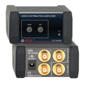 RDL EZ-VDA3BX 1x3 Composite Video Distribution Amplifier / BNC 75ohm / Gain EQ Trimmers / NTSC PAL / >400MHz