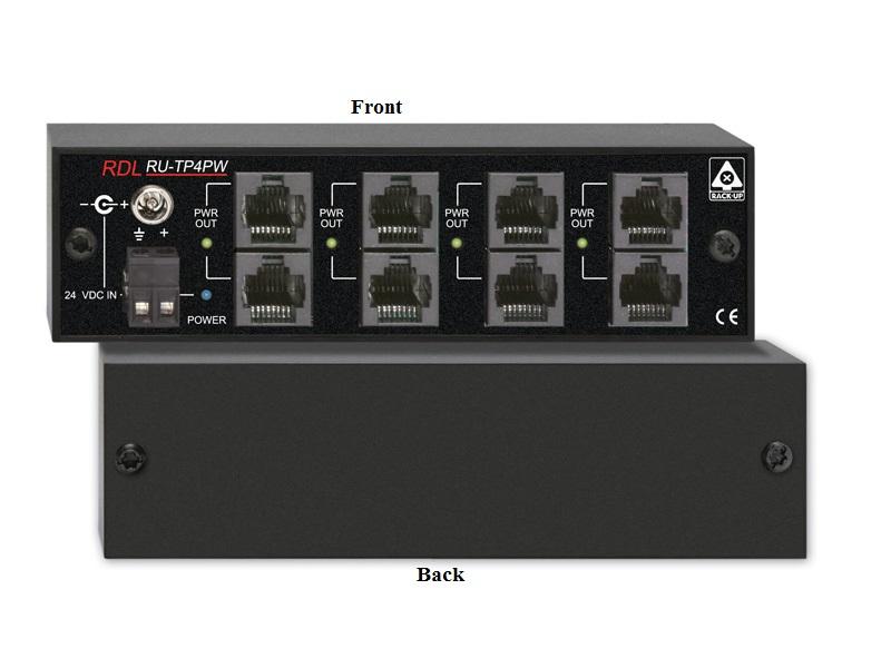 RDL RU-TP4PW Twisted Pair Power Extender/4 sets of outputs/signal loop-through