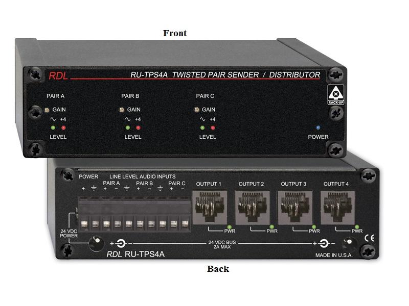 RDL RU-TPS4A Twisted Pair Format-A Active Extender (Transmitter) Distributor