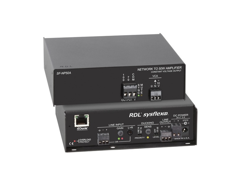 RDL SF-NP50AX 50W Dante to 70/100V Audio Amplifier (Export Model/No Power Cord)