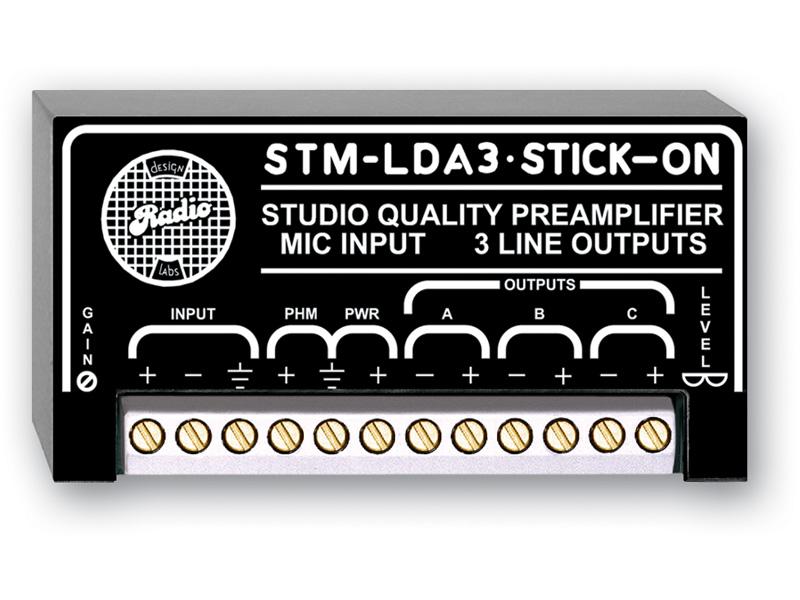 RDL STM-LDA3 Studio Microphone Preamplifier / 3 Balanced Line Outputs / 24V Phantom / 40-60 dB Gain