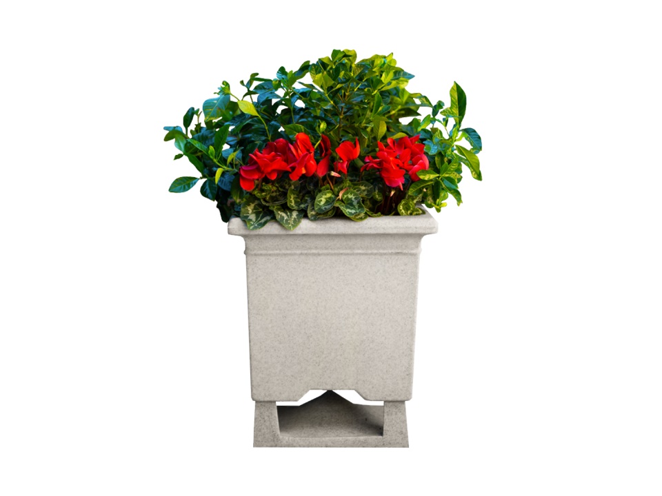 Rockustics SQUAREROOT 6.5 GG/T 6.5 inch Outdoor Square Planter Speaker with Transformer (Granite Grey)