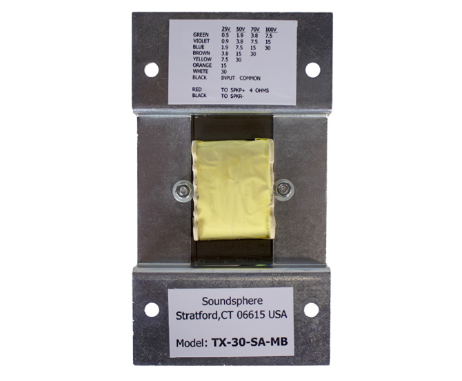 Soundsphere SS-TX30-SA-MB 30W transformer with included mounting bracket