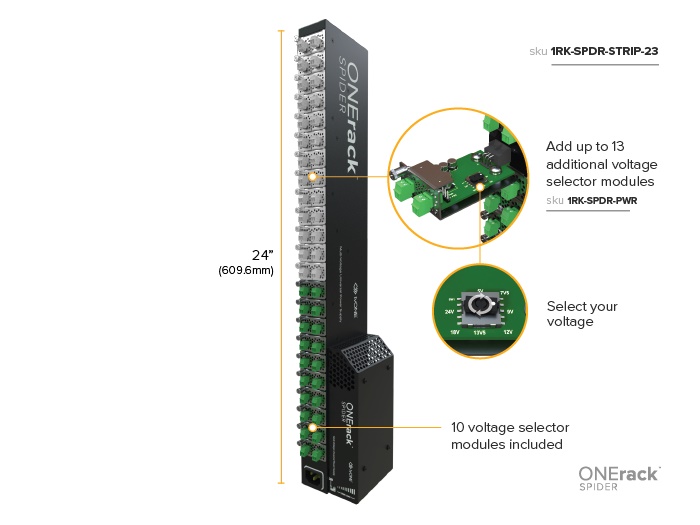 TV One 1RK-SPDR-STRIP-23 ONErack Spider Multi-Voltage DC PSU Strip - Image 6