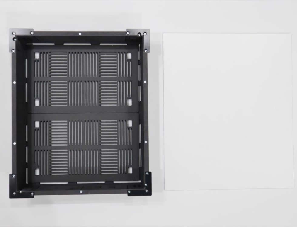 Wall-Smart 083-1-967 In-Wall Retrofit L Adapter / Nearly Flush 4mm Cover / Magnetic Cover / Fits 410x335x84mm