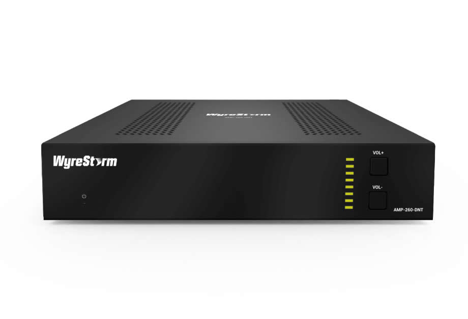 WyreStorm AMP-260-DNT 2/4-Channel Dante Amplifier / Local Line-Level Inputs / PoE+ or 24V DC / DSP