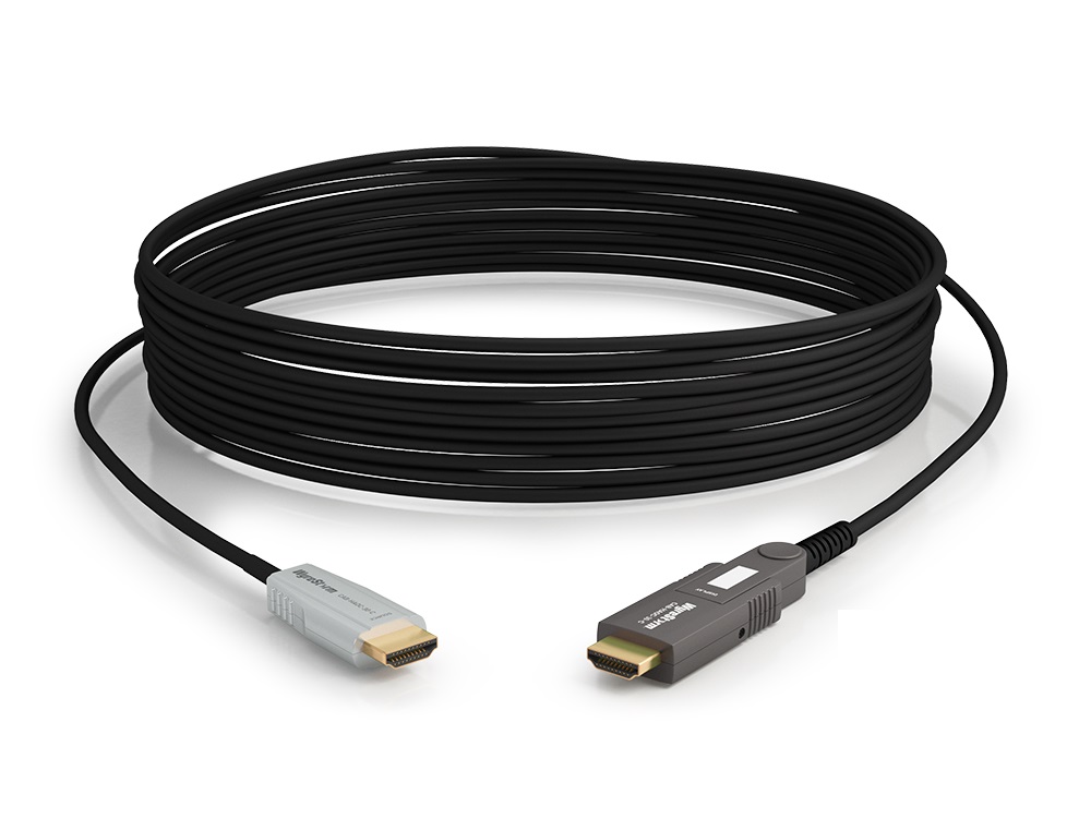 WyreStorm CAB-HAOC-20-P 20m/65ft 24Gbps 4-Core Active Optical HDMI Cable/4K HDR/Detachable Head/Plenum and FT6 Rated