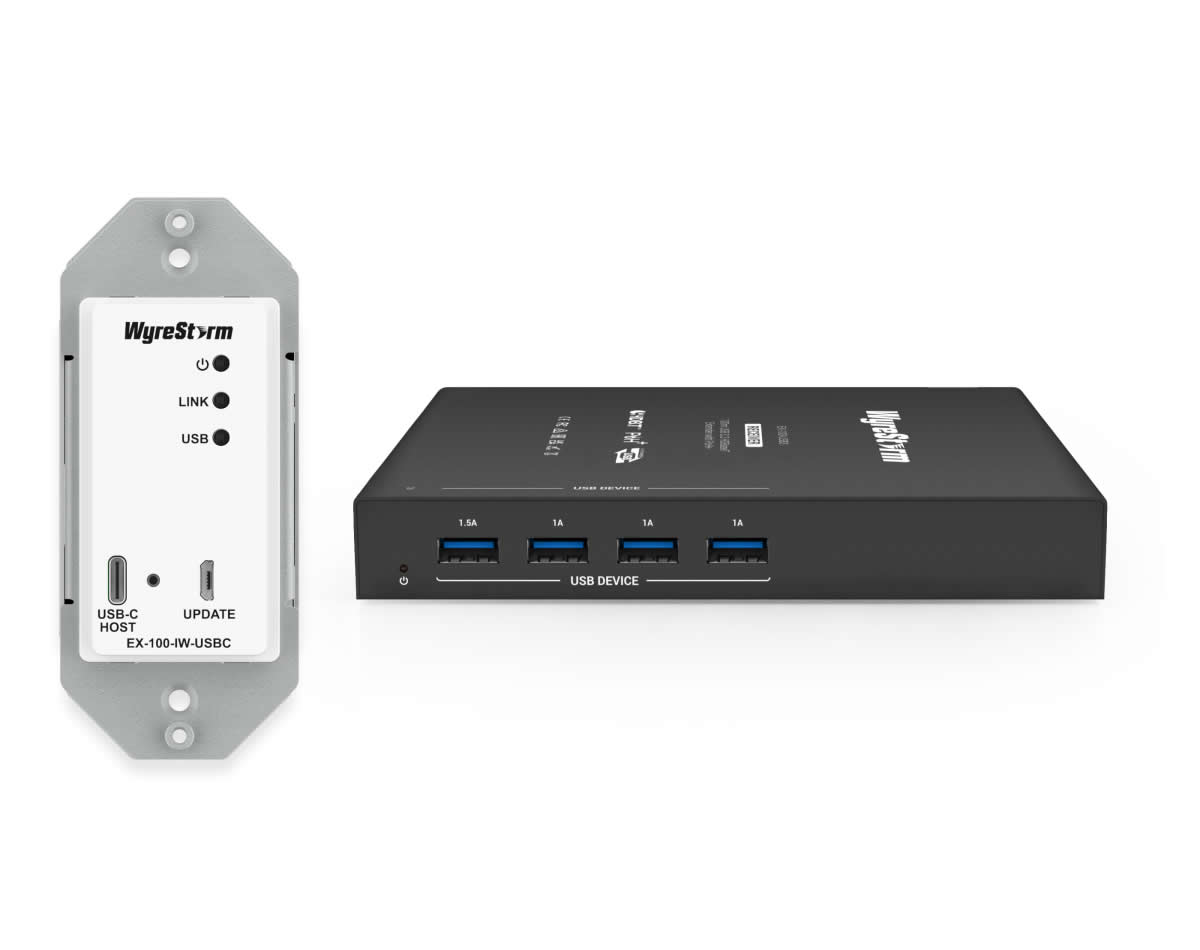 WyreStorm EX-100-IW-USBC HDBaseT USB 3.2 Gen1 Extender 100m In-Wall Single-Gang TX/RX 4x USB-A