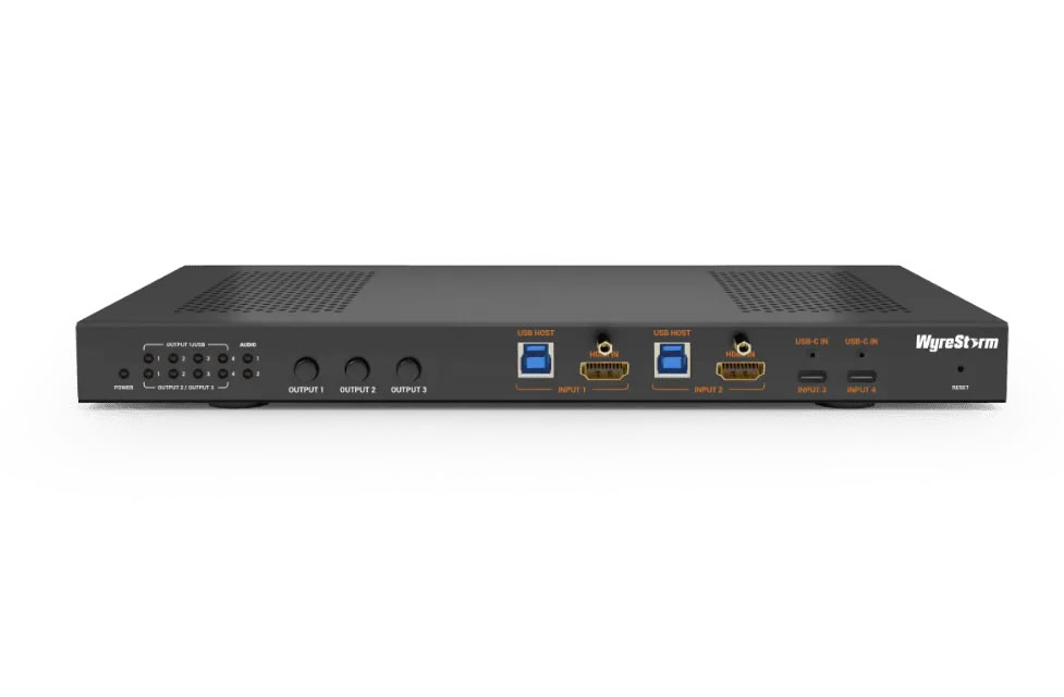WyreStorm MX-0403-H3-MST HDBaseT 3.0 4×3 switcher / Dual USB-C / Dual HDMI / 4K60 4:4:4 / 60W PD