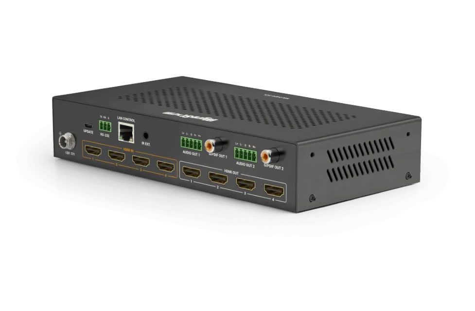 WyreStorm MX-0404-SCL 4×4 4K60 HDMI Matrix Switcher / Seamless Switching / Audio De-embed / Downscale