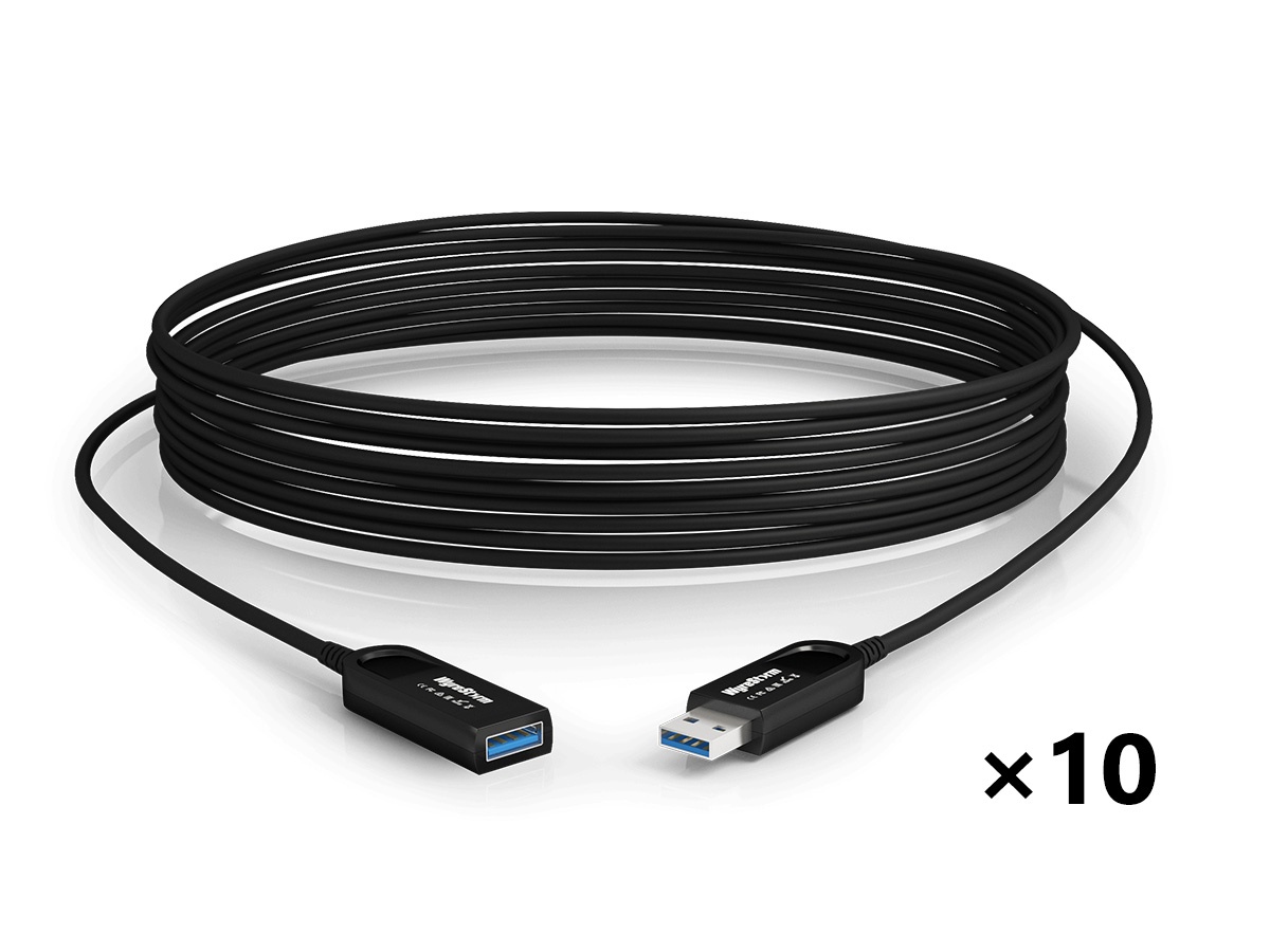 WyreStorm CAB-UAOC-15-P Case Qty (10) 15m/49ft USB 3.2 Gen2 AOC 10Gbps Type A Male to Female Plenum 5V 900mA