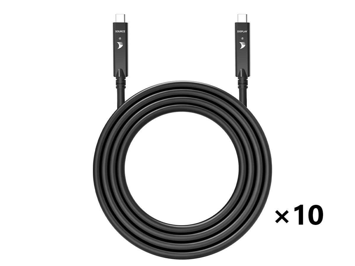 WyreStorm CAB-UAOC-USBC-10 Case Qty (10) 10m/32.8ft USB-C Active Optical Cable 10Gbps DP2.1/DP1.4 5K60Hz/4K120Hz 60W PD