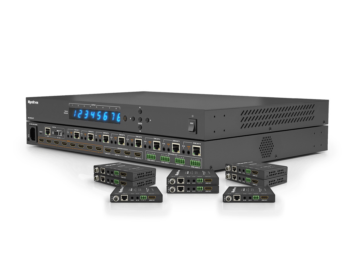 WyreStorm MX-0808-KIT v2 HDBaseT 8×8 Matrix Switcher 4K60 4:2:0 PoH 8 Receivers 4 Mirrored HDMI Audio De-embed