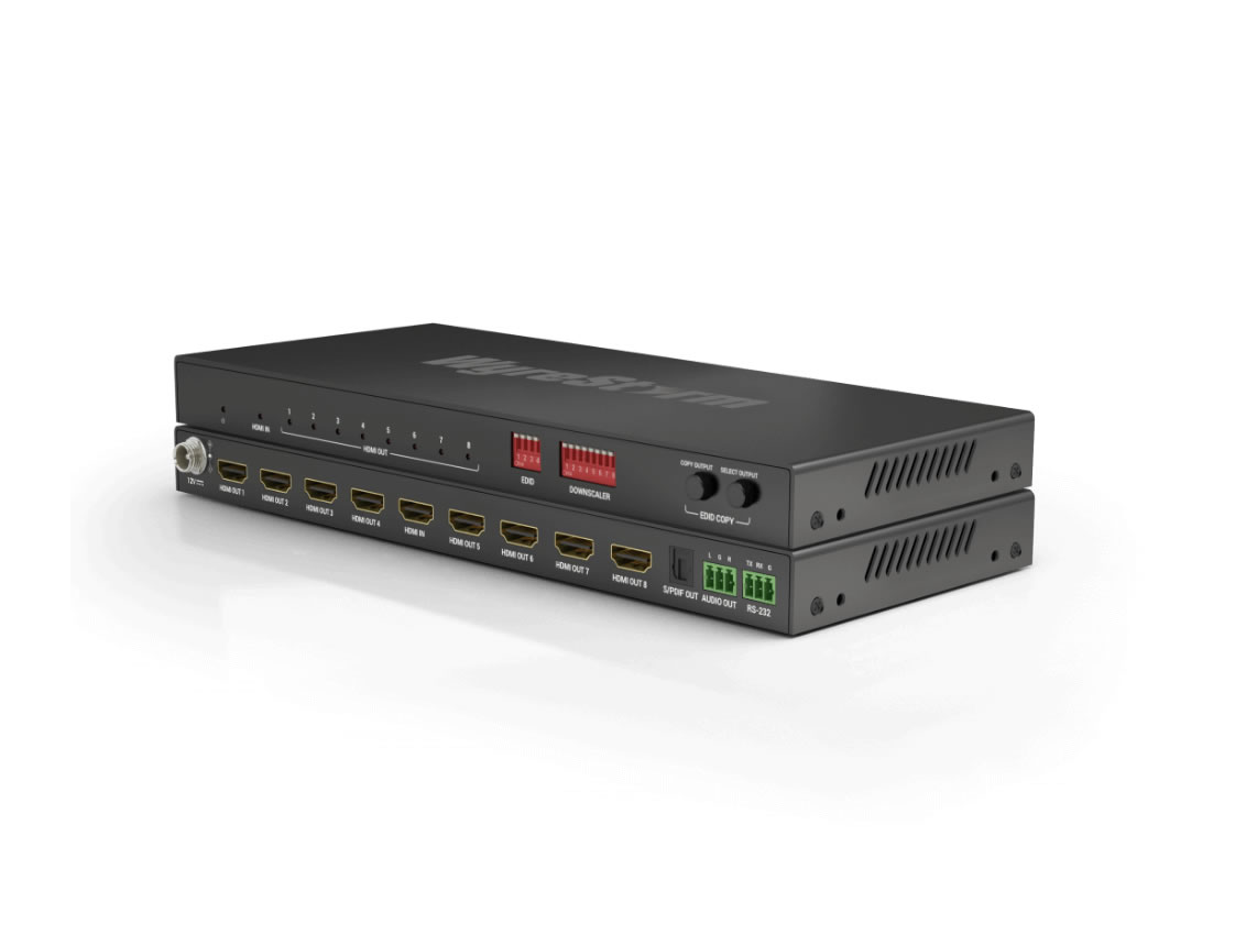 WyreStorm SP-0108-SCL 4K HDR 1:8 HDMI Splitter / 4K to 1080p Downscale Outputs / Audio De-Embed / CEC