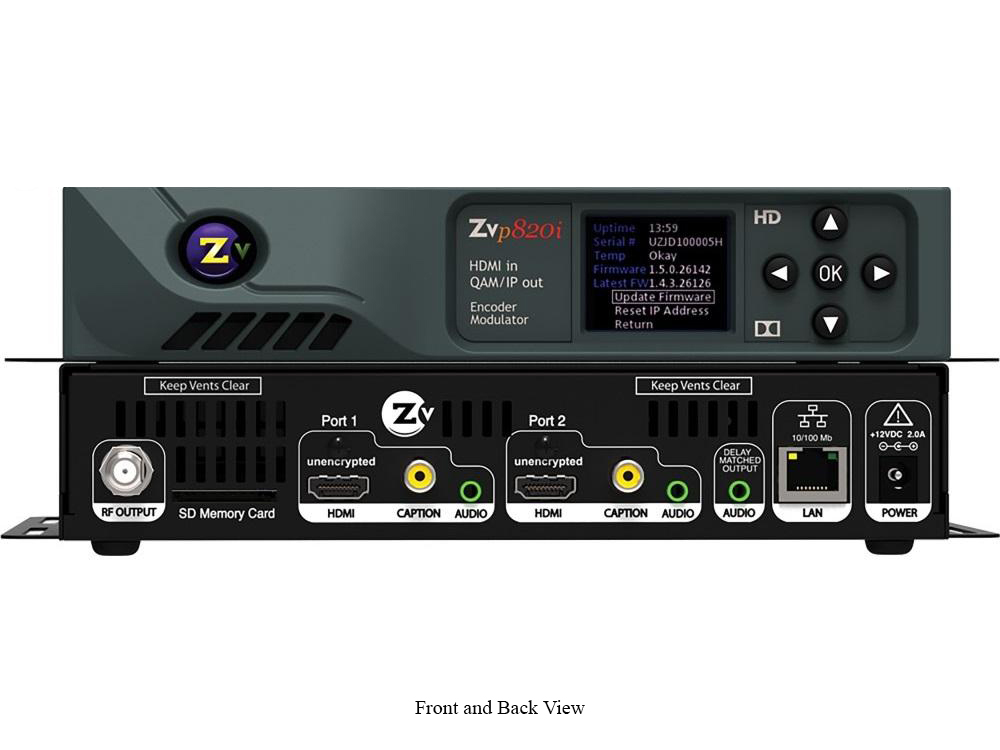 ZeeVee ZVPRO820I-MX 2-Ch 1080p Unencrypted HDMI Encoder/QAM Modulator with IP Streaming (Ordered for Pass-Through)